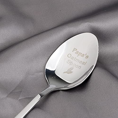 KEYCHIN Oatmeal Lovers Spoon Fitness Cereal Healthy Eating Gift Workout Diet Spoon My Oatmeal Spoon Engraved Stainless Steel Spoon for Dad Mom Papa Nana (Papa's Oatmeal spoon)