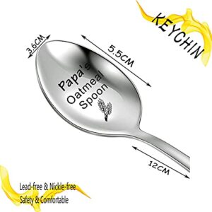 KEYCHIN Oatmeal Lovers Spoon Fitness Cereal Healthy Eating Gift Workout Diet Spoon My Oatmeal Spoon Engraved Stainless Steel Spoon for Dad Mom Papa Nana (Papa's Oatmeal spoon)