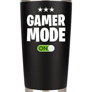 Gamer Gifts for Men - Gamer Mode ON - Stainless Steel Tumbler for Coffee/Cold Drinks w Lid and 2 Straws | Gift Idea Gamer Cup For Valentines Day Fathers Day - Video Gamer Mug Boys (20 Ounce Black)