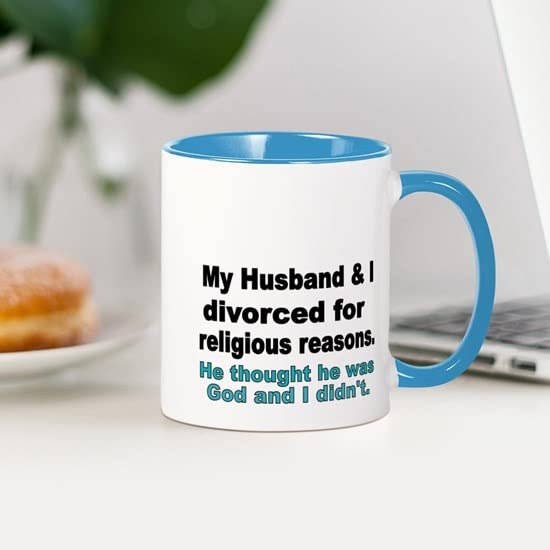 CafePress My Husband I Divorced For Religious Reasons. He T Ceramic Coffee Mug, Tea Cup 11 oz