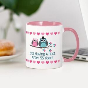 CafePress 55Th Anniversary Owl Gift Mugs Ceramic Coffee Mug, Tea Cup 11 oz