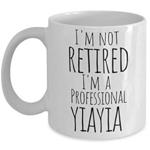 Yiayia Mug for Retired Greek Grandma - Best Mothers Day, Christmas Stocking Stuffer, Birthday or Baby Reveal Gift For a New Grandmother from Grandkids Granddaughter Grandson - 11oz Coffee Tea Cup