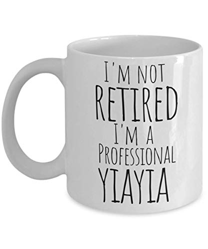 Yiayia Mug for Retired Greek Grandma - Best Mothers Day, Christmas Stocking Stuffer, Birthday or Baby Reveal Gift For a New Grandmother from Grandkids Granddaughter Grandson - 11oz Coffee Tea Cup