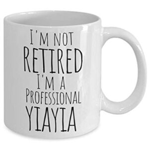 Yiayia Mug for Retired Greek Grandma - Best Mothers Day, Christmas Stocking Stuffer, Birthday or Baby Reveal Gift For a New Grandmother from Grandkids Granddaughter Grandson - 11oz Coffee Tea Cup