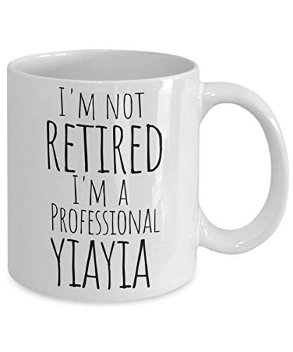 Yiayia Mug for Retired Greek Grandma - Best Mothers Day, Christmas Stocking Stuffer, Birthday or Baby Reveal Gift For a New Grandmother from Grandkids Granddaughter Grandson - 11oz Coffee Tea Cup