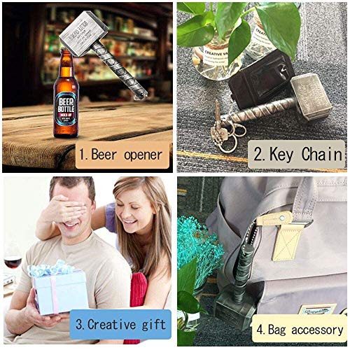 VNFLY Magnetic Hammer Shaped Beer Opener, Beer Gifts Bottle Opener for Men, Husband, Dad, Grandpa, Boyfriend (Silver)