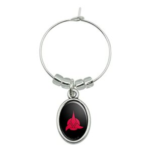 star trek klingon shield wine glass oval charm drink marker