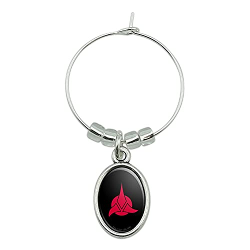 Star Trek Klingon Shield Wine Glass Oval Charm Drink Marker