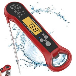 digital food thermometer-instant read meat thermometer for cooking for grilling bbq,kitchen cooking,baking,with bottle opener,ip67 waterproof,backlight & calibration