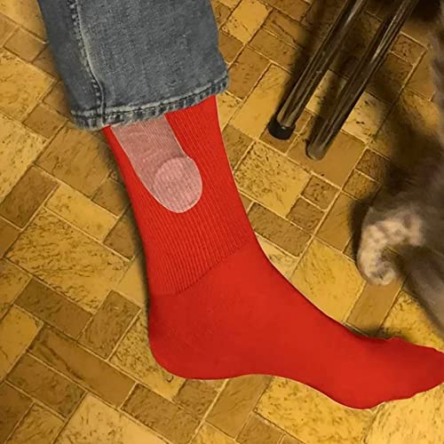 ONablvd 1 Pair Fun Formal Socks Pattern Fun Casual Socks Bag Cotton Novelty Show Off Socks for Women Men (Red, One Size)