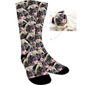 Kervaky Custom Socks with Face Pet Socks, Personalized Socks with Photo Unisex Athletic Crew Socks Gifts for Men Women