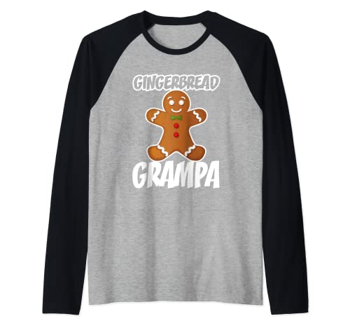 Mens Gingerbread Grampa Christmas Stocking Stuffer Raglan Baseball Tee