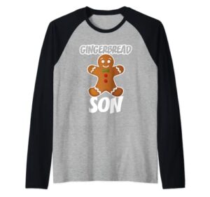 mens gingerbread son christmas stocking stuffer raglan baseball tee