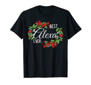 alexa personalized name floral wreath flower t-shirt