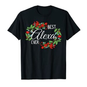 Alexa Personalized Name Floral Wreath Flower T-Shirt