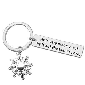 vadaka encouragement gift jewelry inspirational keychain for women men best friend gift friendship jewelry he is very dreamy but he is not the sun you are keyring birthday christmas graduation gifts