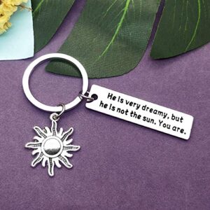 Vadaka Encouragement Gift Jewelry Inspirational Keychain for Women Men Best Friend Gift Friendship Jewelry He is Very Dreamy But He is Not The Sun You are Keyring Birthday Christmas Graduation Gifts