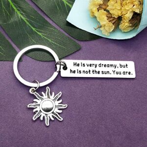 Vadaka Encouragement Gift Jewelry Inspirational Keychain for Women Men Best Friend Gift Friendship Jewelry He is Very Dreamy But He is Not The Sun You are Keyring Birthday Christmas Graduation Gifts