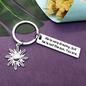 Vadaka Encouragement Gift Jewelry Inspirational Keychain for Women Men Best Friend Gift Friendship Jewelry He is Very Dreamy But He is Not The Sun You are Keyring Birthday Christmas Graduation Gifts