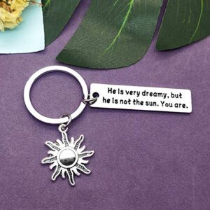 Vadaka Encouragement Gift Jewelry Inspirational Keychain for Women Men Best Friend Gift Friendship Jewelry He is Very Dreamy But He is Not The Sun You are Keyring Birthday Christmas Graduation Gifts