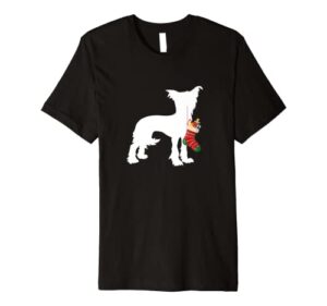 chinese crested christmas stocking stuffer dog premium t-shirt