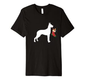 great dane christmas stocking stuffer dog premium t-shirt