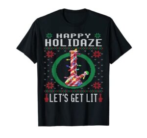 happy holidaze 420 weed ugly sweater christmas marijuana t-shirt