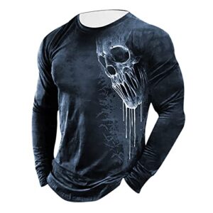 long sleeve graphic tees for men music vintage 90s rapper tops halloween funny pumpkin skull skeleton printed fashion tshirts novelty t shirts for adults boys big and tall workout t-shirt 464