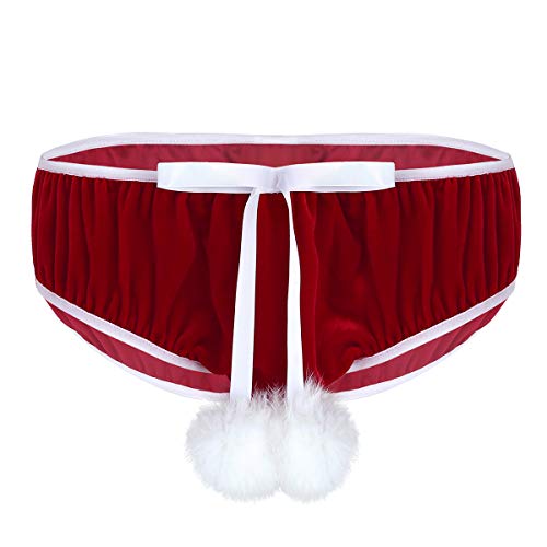 TiaoBug Mens Velvet Santa Christmas Boxer Shorts Festive Xmas Trunks Underwear Red Medium(Waist:29.5-53.0"/75-135cm)