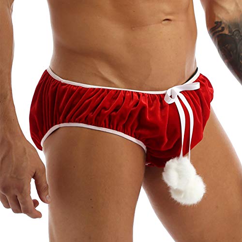 TiaoBug Mens Velvet Santa Christmas Boxer Shorts Festive Xmas Trunks Underwear Red Medium(Waist:29.5-53.0"/75-135cm)