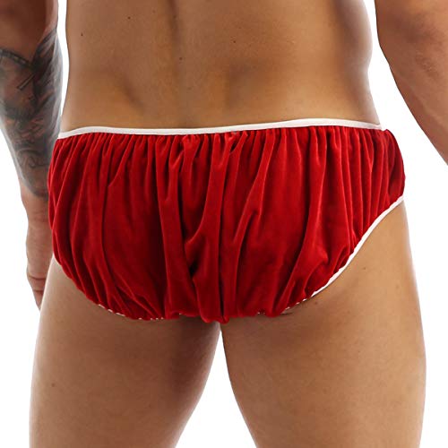 TiaoBug Mens Velvet Santa Christmas Boxer Shorts Festive Xmas Trunks Underwear Red Medium(Waist:29.5-53.0"/75-135cm)