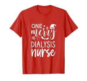 one merry dialysis nurse christmas santa hat nurse crew t-shirt