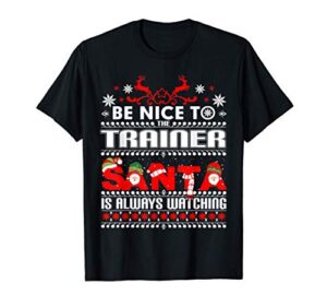 gym trainer ugly christmas sweater gift funny x-mas trainers t-shirt