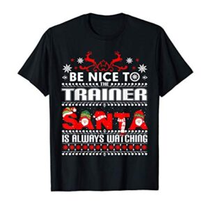 Gym Trainer Ugly Christmas Sweater Gift Funny X-mas Trainers T-Shirt