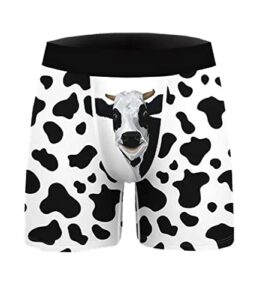 novelty boxers mens christmas underwear comfy cozy holiday boxer briefs gag gifts for men no fly (as1, alpha, x_l, regular, regular, funny cow)