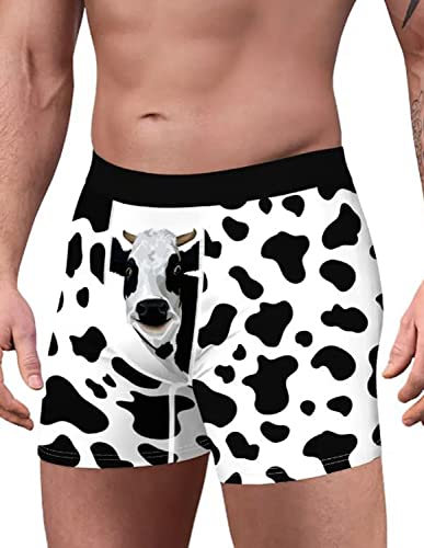 Novelty Boxers Mens Christmas Underwear Comfy Cozy Holiday Boxer Briefs Gag Gifts for Men No Fly (as1, alpha, x_l, regular, regular, Funny Cow)