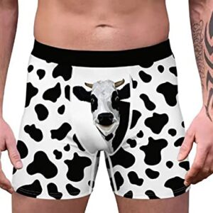 Novelty Boxers Mens Christmas Underwear Comfy Cozy Holiday Boxer Briefs Gag Gifts for Men No Fly (as1, alpha, x_l, regular, regular, Funny Cow)