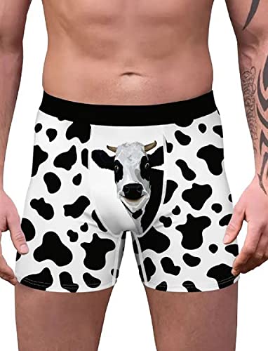 Novelty Boxers Mens Christmas Underwear Comfy Cozy Holiday Boxer Briefs Gag Gifts for Men No Fly (as1, alpha, x_l, regular, regular, Funny Cow)