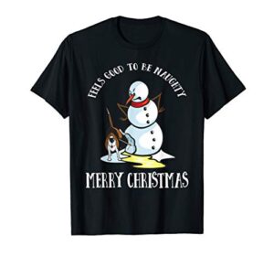 funny dog lover gift it feels good to be naughty snowman t-shirt