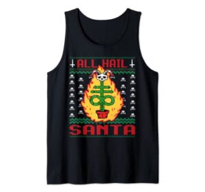 all hail santa gift 666 ugly sweater christmas satanic tank top