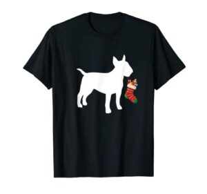 bull terrier christmas stocking stuffer dog t-shirt