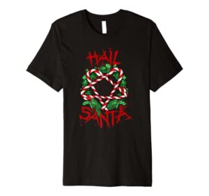 all hail gift candy cane 666 goth christmas satanic santa premium t-shirt
