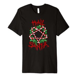 All Hail Gift Candy Cane 666 Goth Christmas Satanic Santa Premium T-Shirt