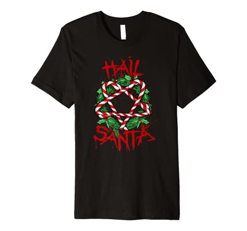 All Hail Gift Candy Cane 666 Goth Christmas Satanic Santa Premium T-Shirt