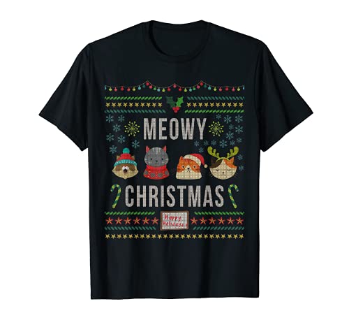 Meowy Christmas Cat Lover Tacky Ugly Christmas Party ABX012