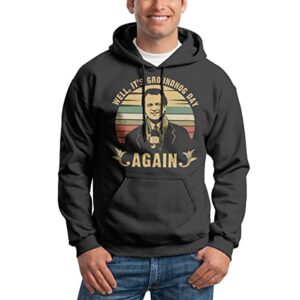 Unisex It's Groundhog Day Again Vintage Hoodie (Black, XL)