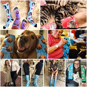 VEELU Personalized Socks with Picture Custom Dog Face Crew Sock for Men Women Kid