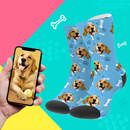 VEELU Personalized Socks with Picture Custom Dog Face Crew Sock for Men Women Kid