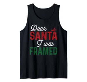 dear santa i was framed funny christmas stocking stuffer tank top