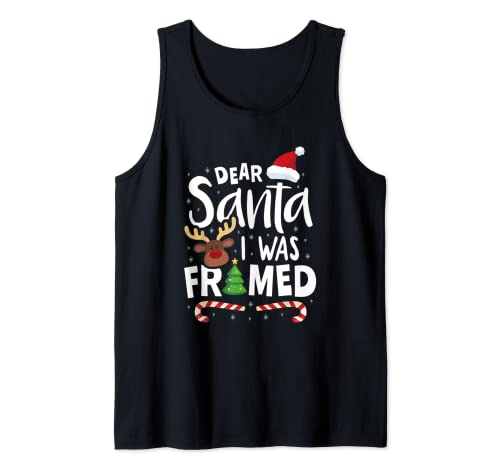 Dear Santa I Was Framed Christmas Stocking Stuffer Apparel Tank Top